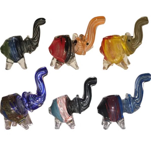 Pipetta in Vetro con Frizione - Fatta a Mano - Fantasia Elefante - Colori Casuali - 12 cm