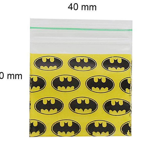 Zip Bags - Bustine con Zip - Fantasia Batman - x 100 - Dimensioni 40x40 mm