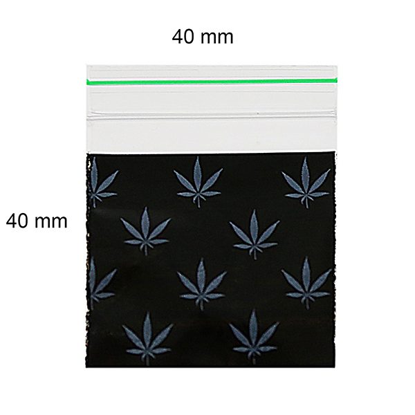 Zip Bags - Bustine con Zip - Fantasia White Leaf Black - x 100 - Dimensioni 40x40 mm