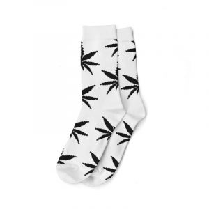 I Love Socks – Calzini Lunghi Foglia – Taglia 40-45 – Bianco e Nero