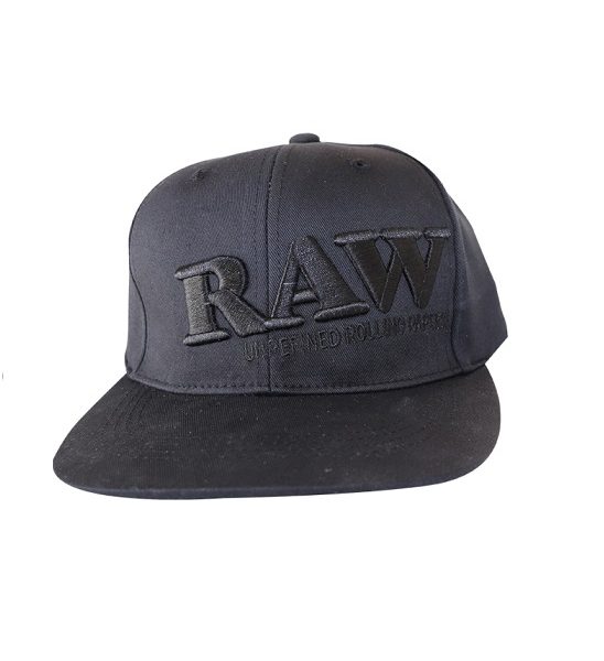 Raw Baseball Cap Flat Brim Snapback Black on Black