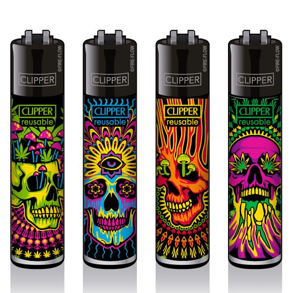 Clipper Large - Trippy Skulls