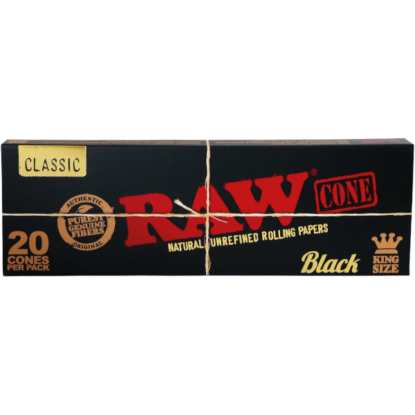 Raw Black- Coni Pre-Rollati con Filtro -King Size- 20 Coni per Pack
