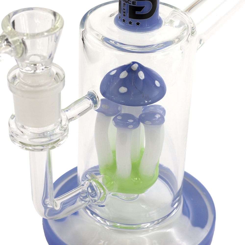 Grace Glass Bong - Blue Mushroom Percolator Bubbler - immagine 3