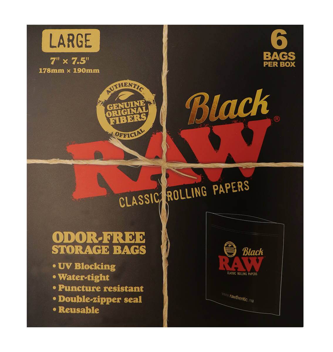 Raw Black - Smell Proof Zip Bag - Large