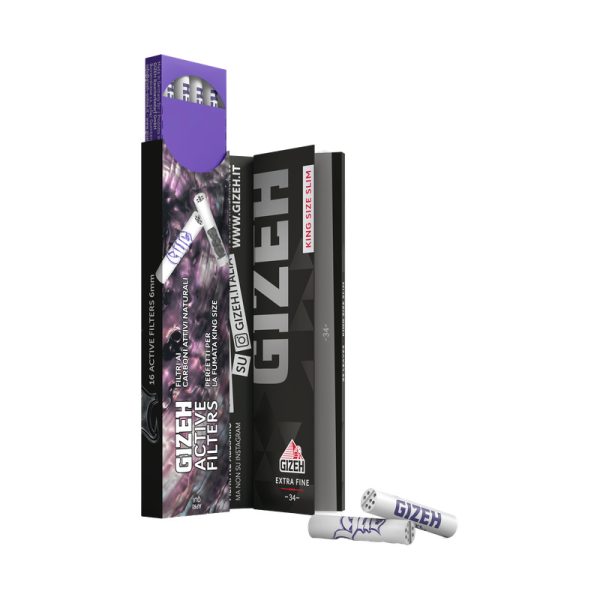 GIZEH® - Extra Fine Black King Size Slim + Active Filters - Combi Pack – Guè Limited Edition