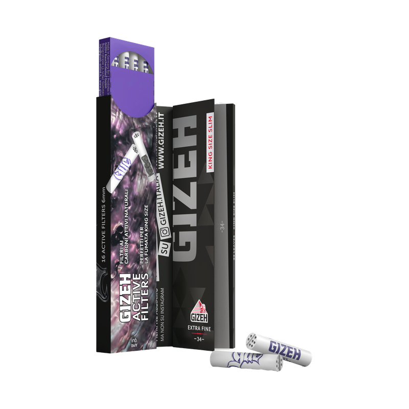 GIZEH® - Extra Fine Black King Size Slim + Active Filters - Combi Pack – Guè Limited Edition
